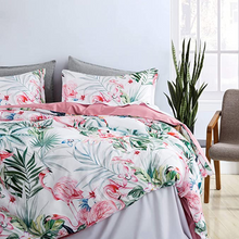 Load image into Gallery viewer, Tropical Exotic Island Flowers Palm Leaves Duvet Cover and Pillowcases Set