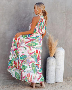 Sling Tropical Print Boho Maxi Dress