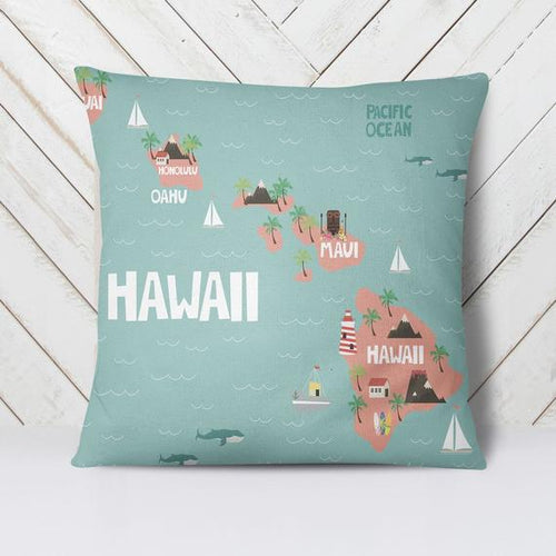 Hawaii Pillow Hawaii Map Hawaii State Hawaii Print
