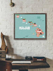 Hawaii Map Print Hawaii Wall Art Hawaii State Map