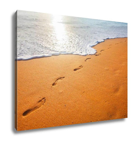 Gallery Wrapped Canvas, Footprints On Sandy Beach