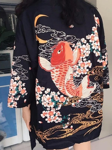 Japanese Kimono  Jiu Jitsu Harajuku Kimono Floral Kawaii Long Plus Size