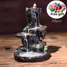 Load image into Gallery viewer, Resin Mountain Shape Smoke Waterfall Backflow Incense Burner Censer Holder Decor