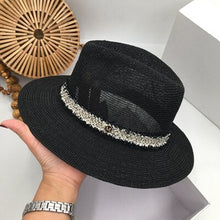 Load image into Gallery viewer, Summer  black hollow out flowers breathable joker  han edition tide beach sun hat leisure holiday by the sea