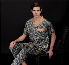 Load image into Gallery viewer, Luxury Silk long-sleeved Satin Men&#39;s Lounge Pajamas Set Plus Size 4XL