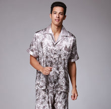 Load image into Gallery viewer, Luxury Silk long-sleeved Satin Men&#39;s Lounge Pajamas Set Plus Size 4XL