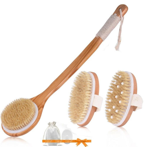 Natural Bristle Bath Brush Exfoliating Wooden Shower Brush