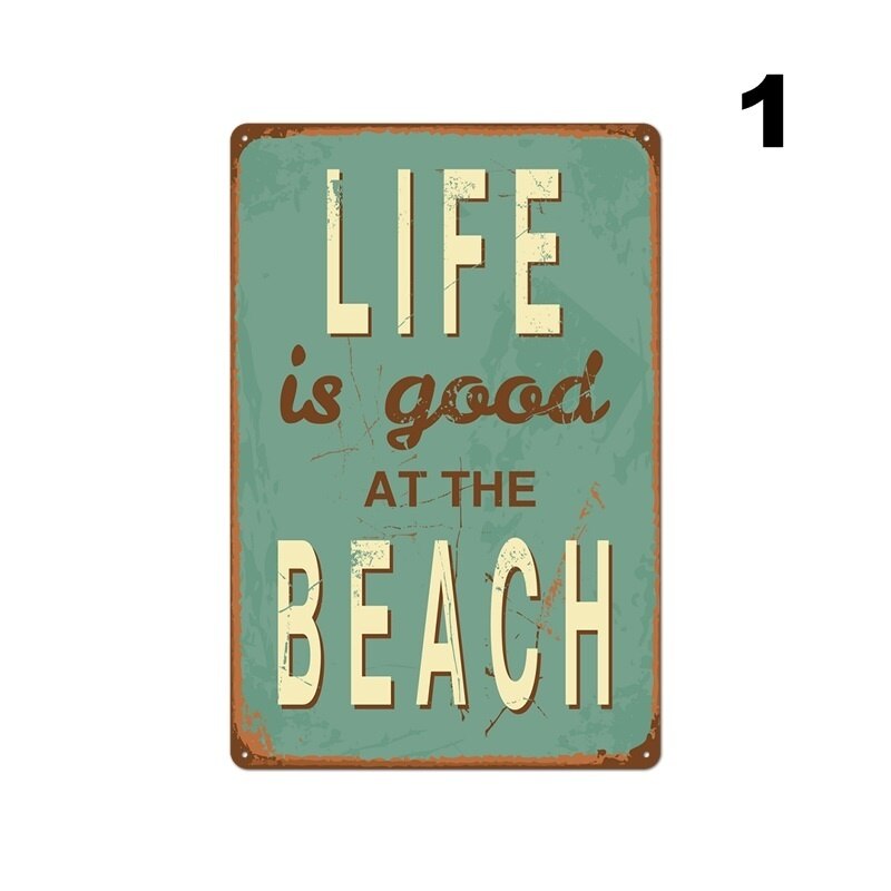 Beach Bar Seaside Resort Inn Hotel House Tin Sign Retro Metal Poster Plaque  (8 X 12 Inches)