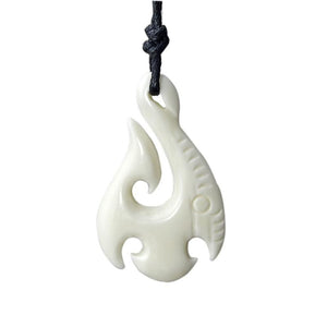 Hand Carved Polynesian Fish Hook made from Yak Bone