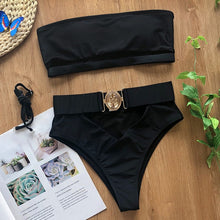 Load image into Gallery viewer, Metal Buckle belt swimsuit