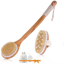 Load image into Gallery viewer, Natural Bristle Bath Brush Exfoliating Wooden Shower Brush