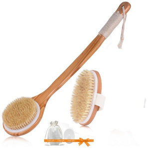 Natural Bristle Bath Brush Exfoliating Wooden Shower Brush
