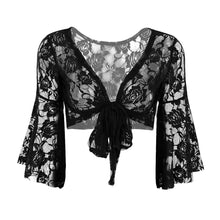 Load image into Gallery viewer, Long Flare Sleeve Belly Dance Butterfly Lace Top