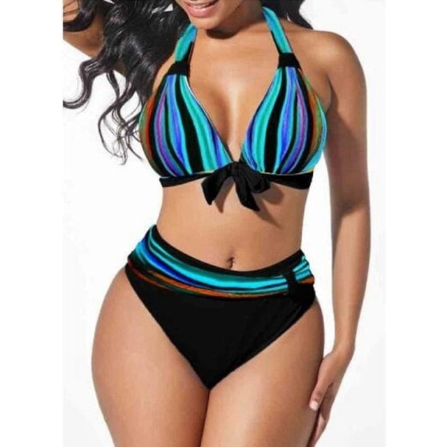 S-5XL Plus Size Neon Striped Pushup High Waist Bikini – Lizzie Lahaina  Couture Swimwear Made In Maui