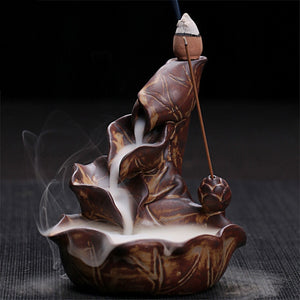 Waterfall Backflow Buddhist Aroma Censer for Tea house with 20 Incense Cones