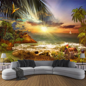 Custom 3D Wallpaper Wall Painting Island Beach Seascape Mural