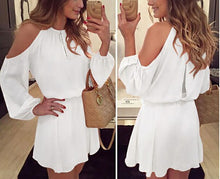 Load image into Gallery viewer, Long Sleeve Casual Off Shoulder Chiffon  Mini Dress