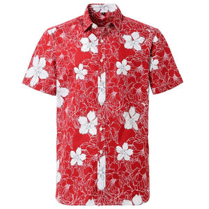 Mens Cotton Hawaiian Shirt Floral Patterns