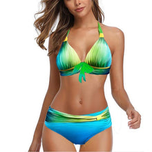 Load image into Gallery viewer, S-5XL Plus Size Neon Striped Pushup High Waist Bikini