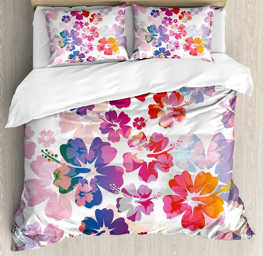 Exotic Floral Print Island Theme 3 Piece Bedding