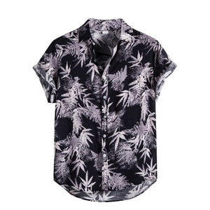 Linen Batik Short Sleeve Tropical Print Shirt