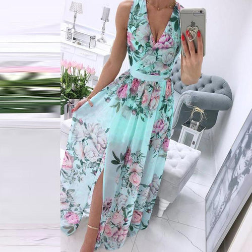 Vintage Floral Print Long Dresses Floral Print