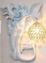 Load image into Gallery viewer, Romantic Mermaid wall lamp European retro gold