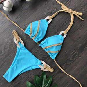 Brazilian Micro Bikini with Woven Straps