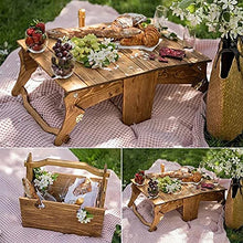 Load image into Gallery viewer, Multifunctional Wood Portable Outdoor Snack and Wine Basket for Beach Camping