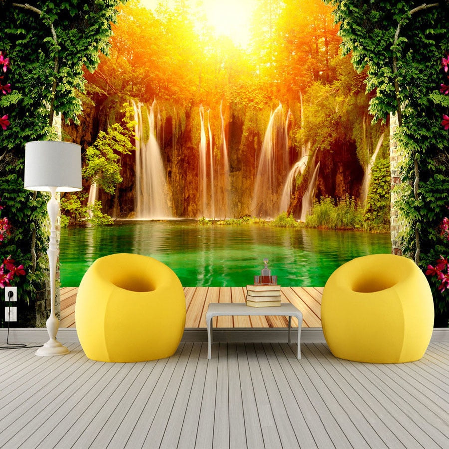 Customized Size 3D Waterfall Natural Landscape Wall Mural