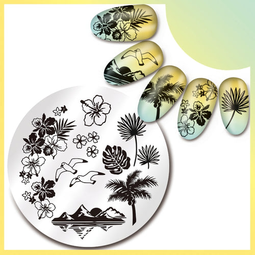 4. 5cm Nail Art Stamp Template Hawaii Sea Mew Design Stamping Image Plate 17