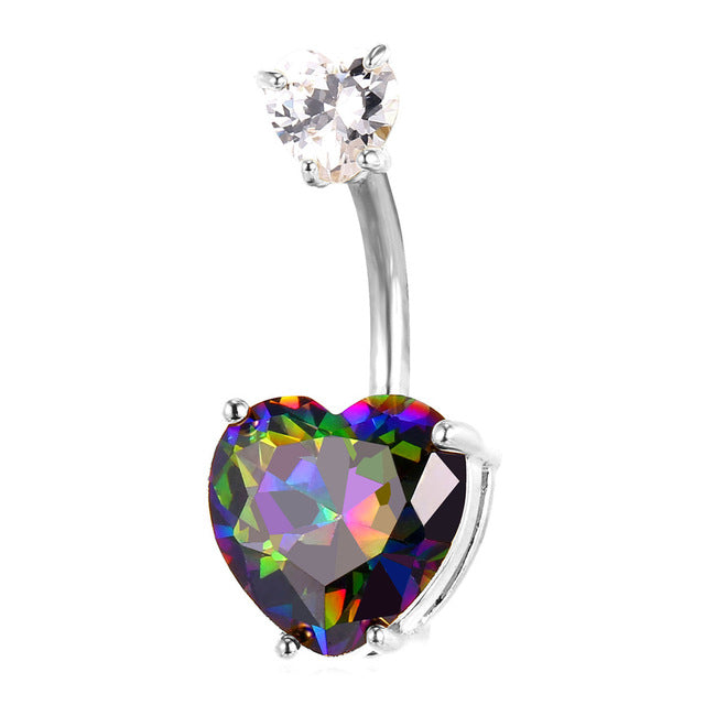 Mystic Topaz Heart Belly Button Ring