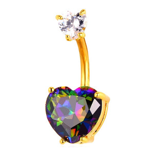 Mystic Topaz Heart Belly Button Ring