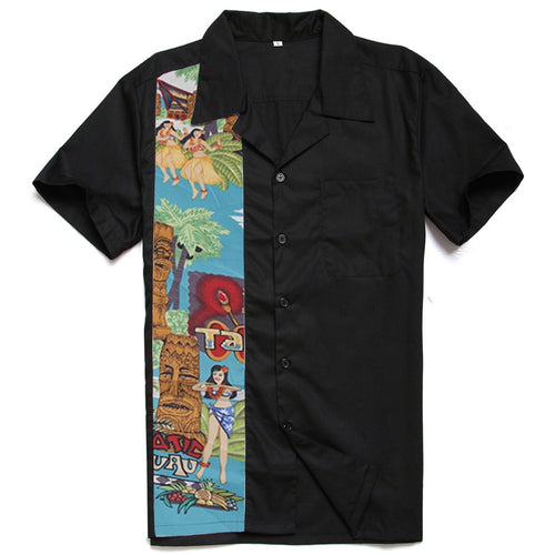 Easter Statue Tiki Rockabilly Vintage 40s 50s Club Plus Size Work Shirts