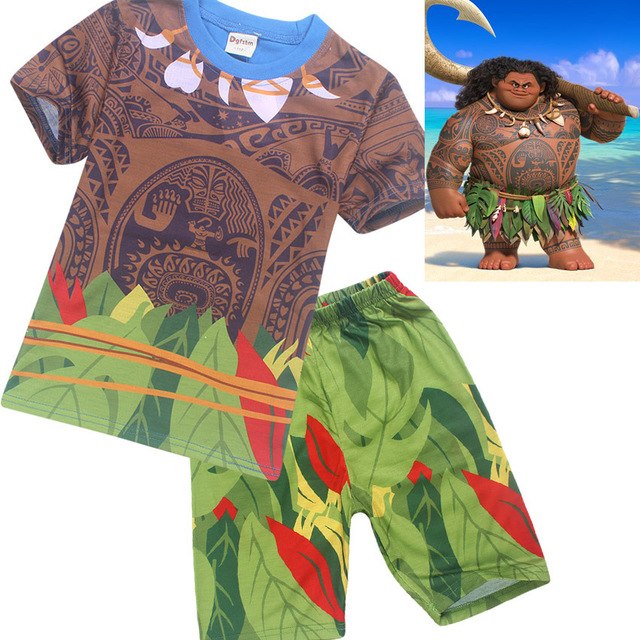 MOANA Summer Children Clothing Set Baby Moana Maui T-shirts Sport Suit for Boys Girl T Shirt 2 Pcs Clothes + Pants Kids Top Tees