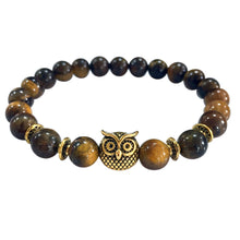 Load image into Gallery viewer, Volcanic Bracelet Owl Bracelet Gold Bracelet Lava Stone Bead Bracelets