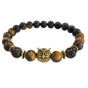 Volcanic Bracelet Owl Bracelet Gold Bracelet Lava Stone Bead Bracelets