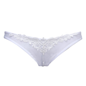 Pearl Open Crotch Mesh Briefs Erotic Lingerie Sex Underwear for Women