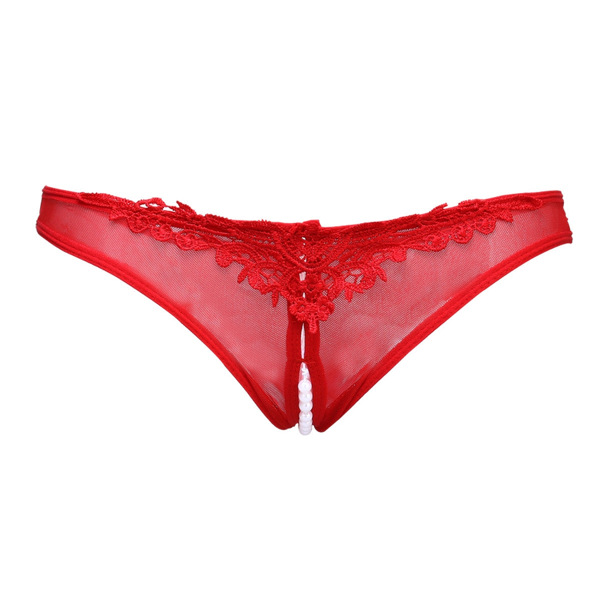Pearl Open Crotch Mesh Briefs Erotic Lingerie Sex Underwear for Women picture