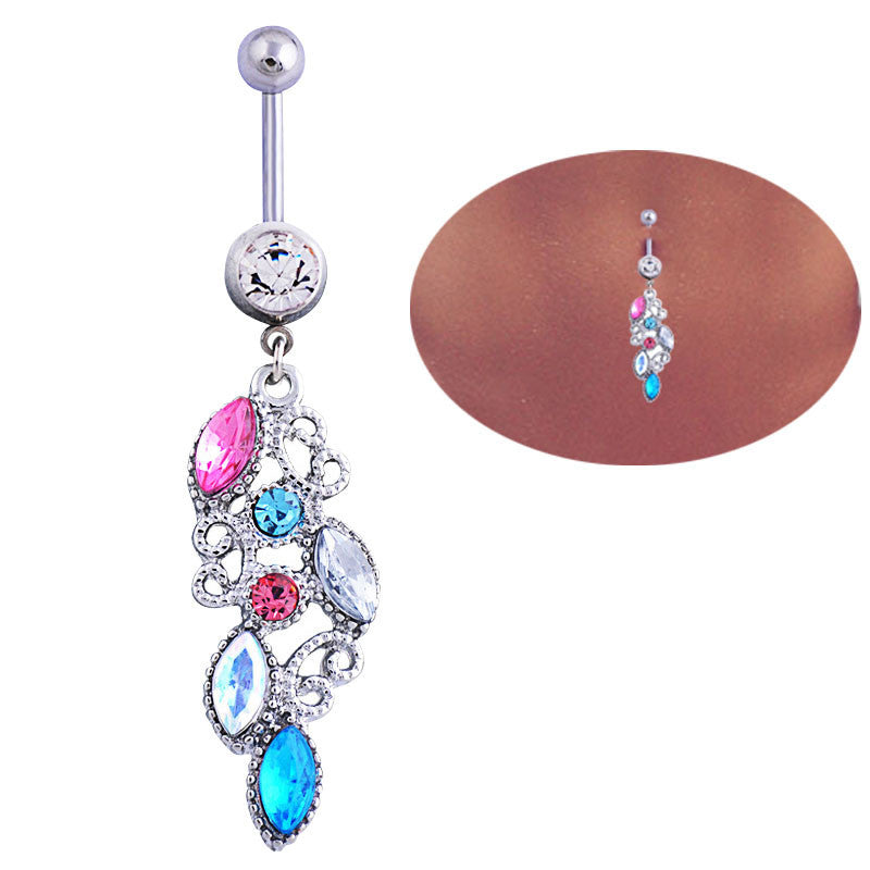 Mixed Color Rhinestone Jewelry Navel Body Piercing Belly Button Rings
