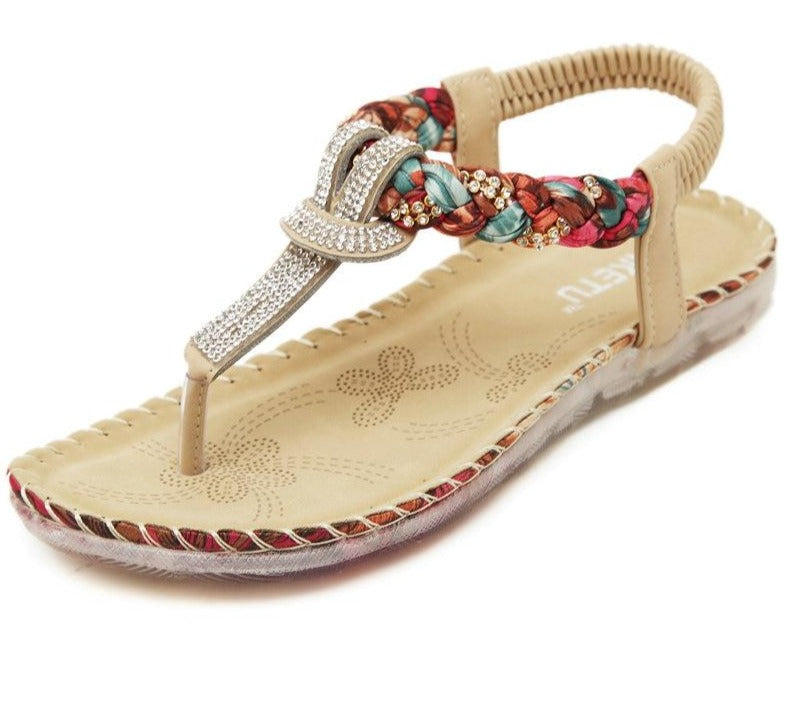 Summer Sandals Women T-strap Flip Flops Thong Sandals Designer Elastic Band Ladies Gladiator Sandal Shoes Zapatos Mujer