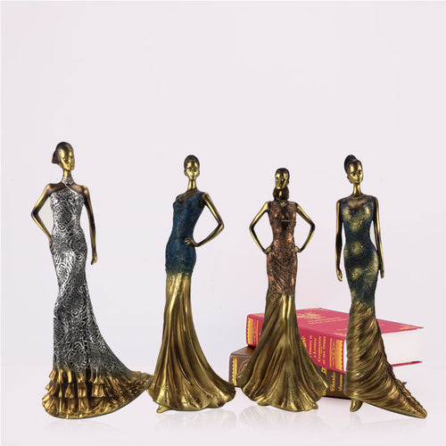 European Elegant Goddess Home Decor Figurines Handmade Resin Craft Gift Wedding Dress Shop Window Display Modern Home Decoration
