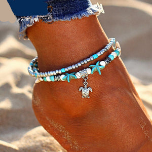 Vintage Shell Beads Starfish Anklet