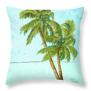 Beach Palm Blue I Throw Pillow