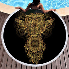 Load image into Gallery viewer, Summer Round Beach Towel Bath Towel Large for Adults Owl Tassel Blanket Beach Cover Up