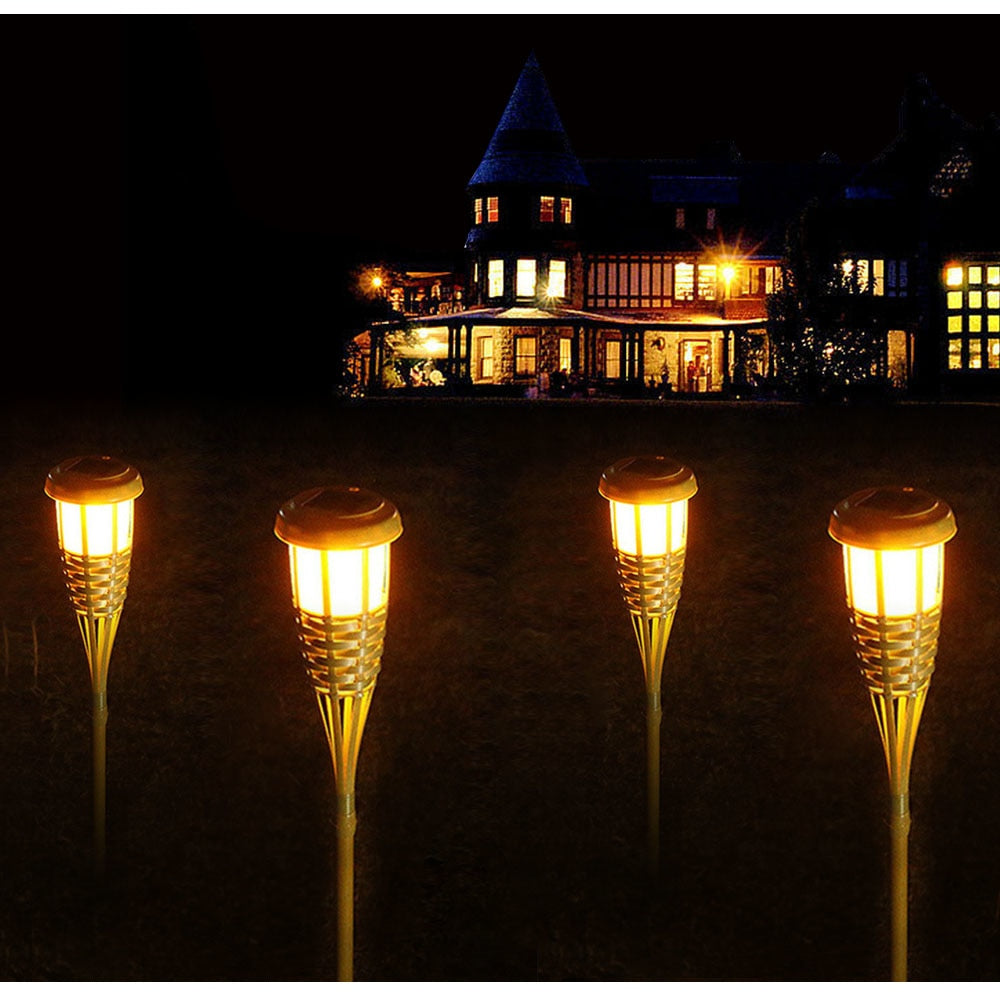 Outdoor Lighting IP65 Solar Light 2PCS/Lot Handmade Bamboo Solar Tiki Torches