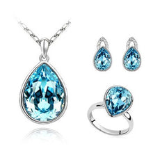 Load image into Gallery viewer, Austrian crystal cocktail party publicity goddess - simple drop earrings + necklace + ring three sets