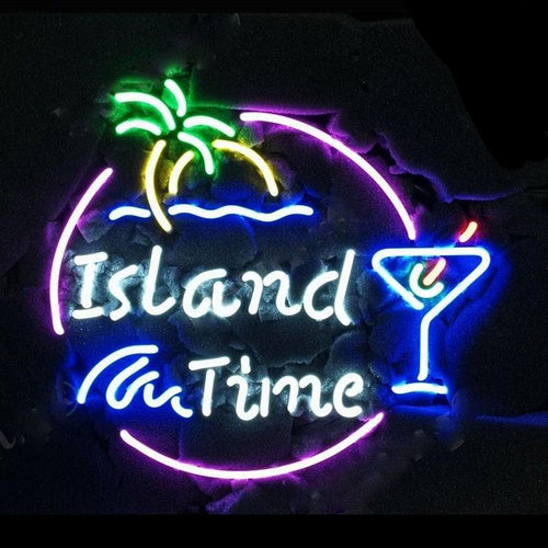 Island Time Martini Palm Tree Neon Sign