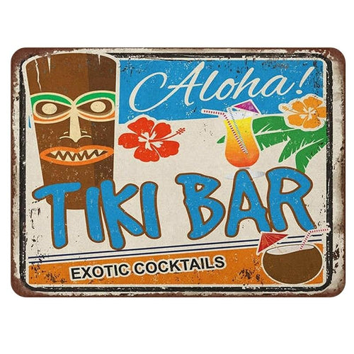 Tiki Bar Poster Restaurant Bar Wall Decor Metal Sign Vintage Home Decor Tin Sign Retro Metal Plaque Metal Plate Classic Tablet