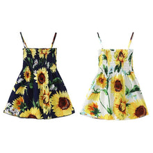 Load image into Gallery viewer, Kids Girls Dress Sweet Summer Sunflower Print